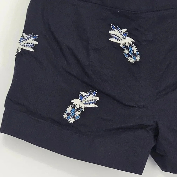 Loft navy blue embellished pineapple shorts stitched and beaded detailing - Picture 4 of 9